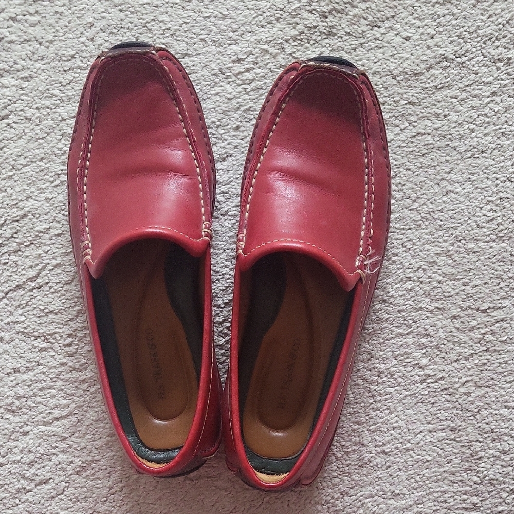 Women's Red Leather Slip-On Flats